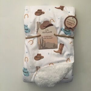 NEW Baby Blanket Soft Sherpa Reverse Western Theme Baby Gift | Little Outlaw